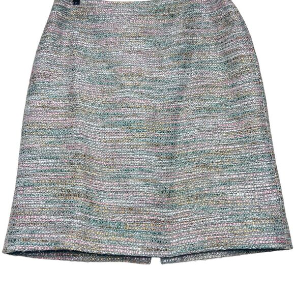 Ann Taylor Skirt Size 8 Tweed Pencil Boucle Knit Pink Gray Multicolor Wool Blend - Picture 3 of 11